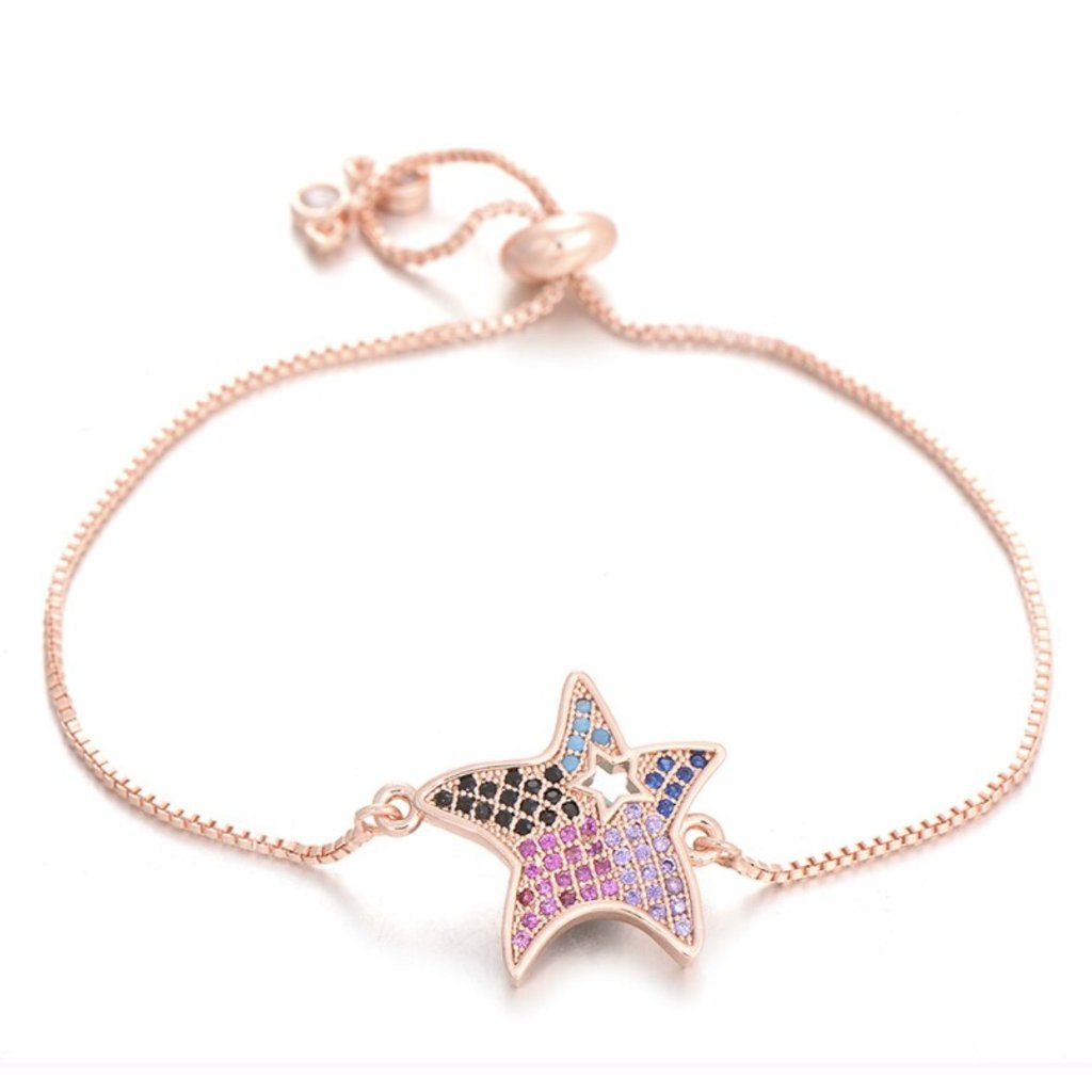 Starfish Rhinestone Rose Gold Bracelet